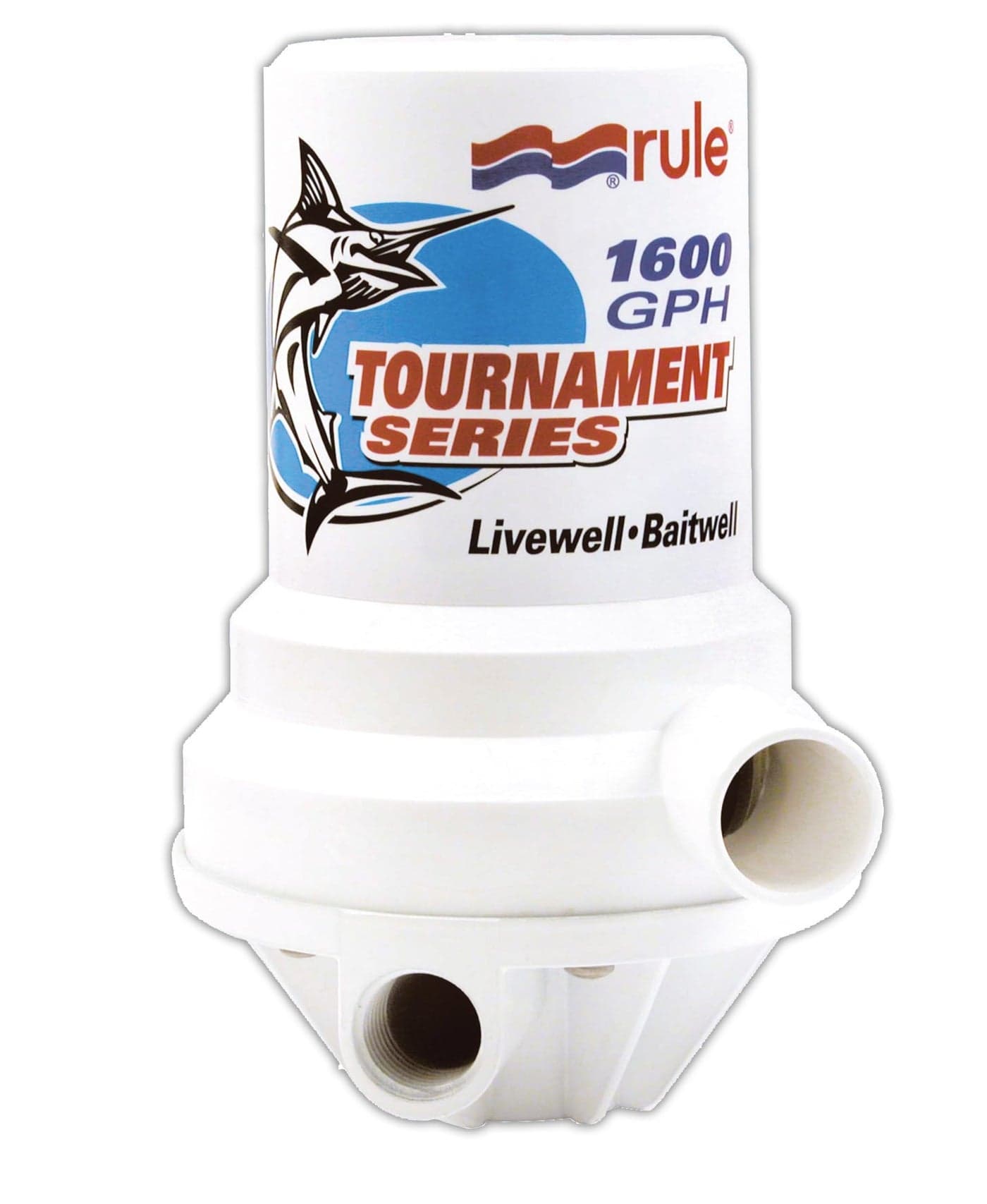 Rule 209FDP Marine 1600 Tournament Series Livewell Pump (1" NPT, Female-Dual Port),White