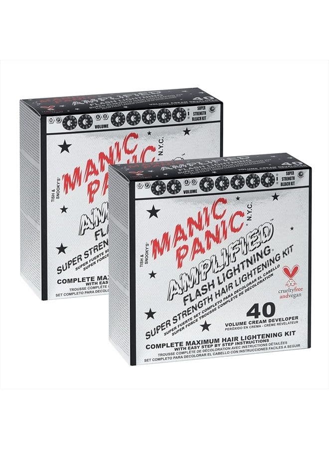 Manic Panic Flash Lightning Hair Bleach Kit - 40 Volume Cream Developer - Hair Lightener Kit for Light, Medium Or Dark Brown & Black Hair Color - Hair Bleach Powder Lifts up to 7 Levels of Lightening