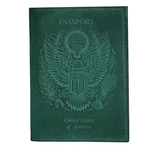 LEATHER VILLAGE Leather Passport Holder Cover Travel Wallet with Card Slots Vintage Passport Case for Men Women Cute Organizer for Travel Accessories Documents Turquoise