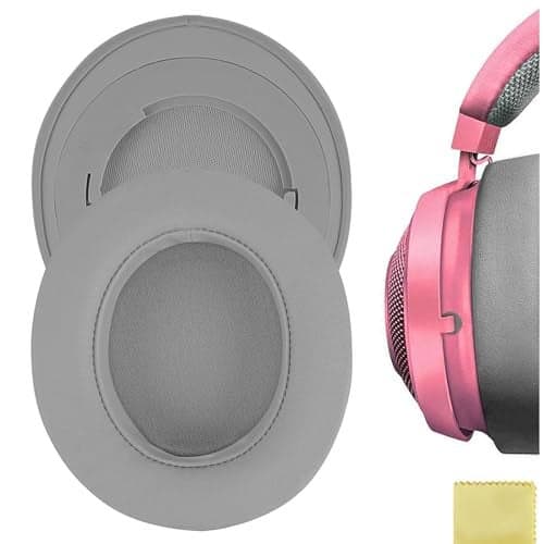 Geekria QuickFit Replacement Ear Pads for Razer Kraken Pro V2, Kraken 7.1 V2, Stormtrooper/Pewdiepie Edition Headphones Ear Cushions, Repair Parts (Grey)