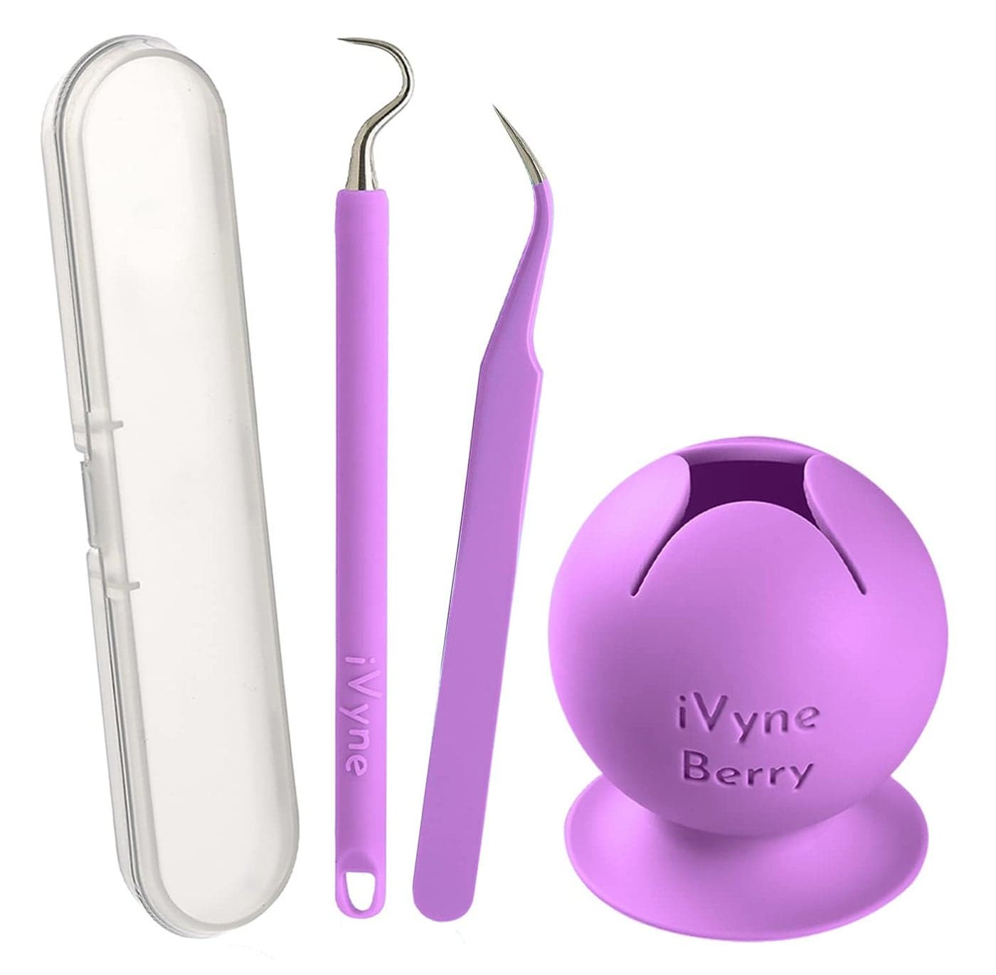 iVyne Berry and Silicone Weeding Tools Suction Vinyl Weeder Craft Tweezer Scrap Collector Holder Storage for Cricut Silhouette Accessories Purple