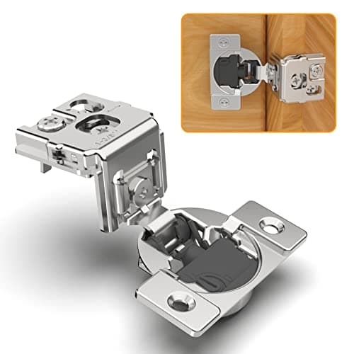 Chibery 10 Pack 1-3/8" Overlay 4D Soft Close Concealed Hinges for Face Frame Door, Adjustable Closing Speed, Smooth Slow Self Close Hinges, Satin Nickel, 105° Open Angle Stainless Steel Cabinet Hinges