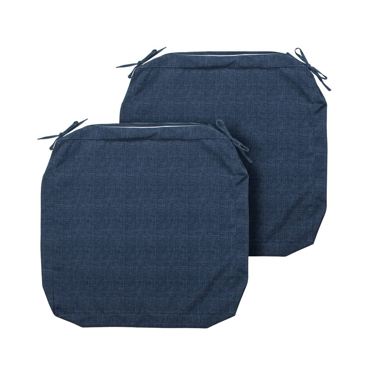 Magpie Fabrics Indoor Outdoor Cushion Cover Replacement 2 Pack NO Insert Water Repellent Slipcover with Ties Decor for Patio Garden Chair Seat Sofa Bench WickerNavy Blue Textured 22x20x4 Inch