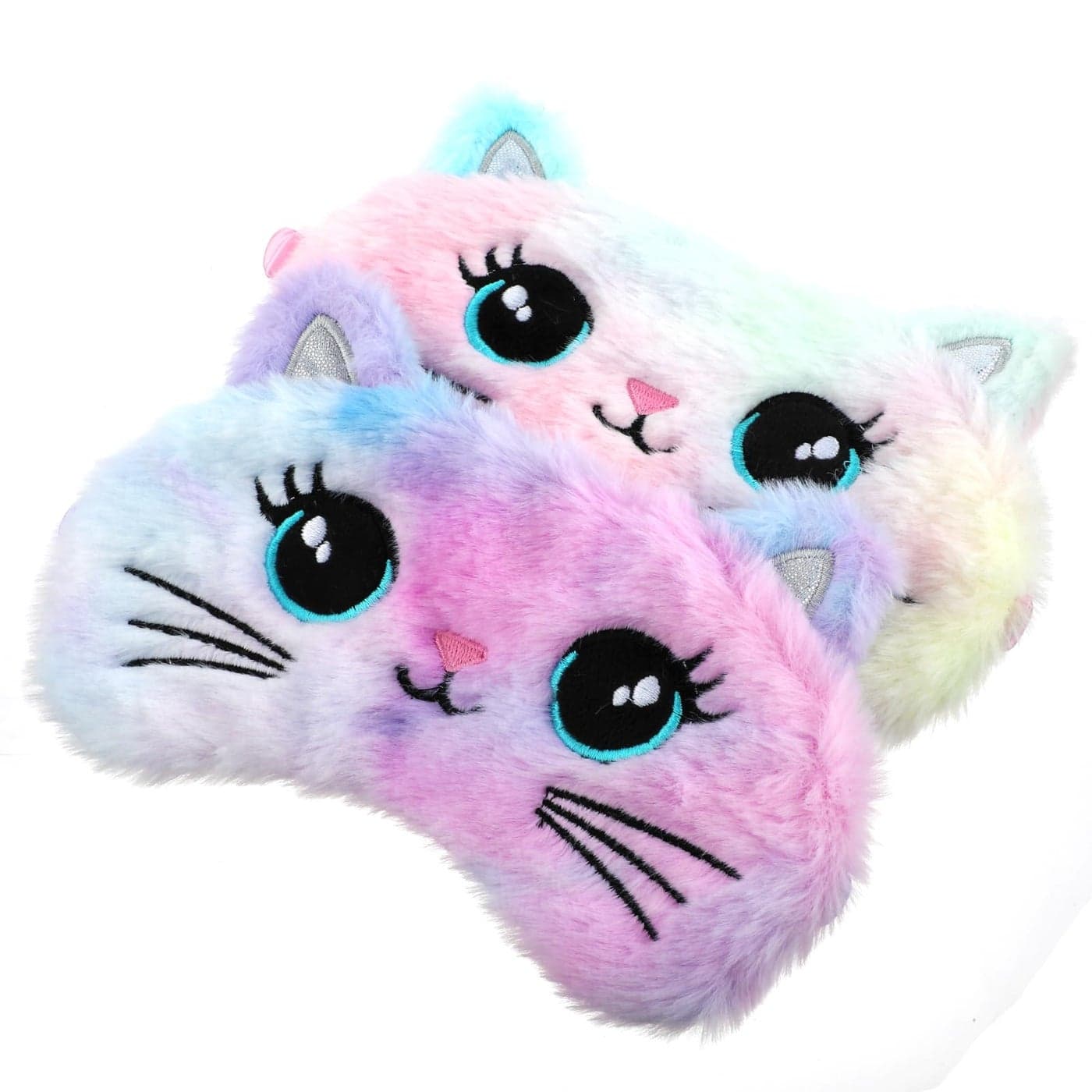Gjinxi Sleep Mask for Kids 2 PCS Soft Plush Sleeping Eye Mask Funny Blindfold Sleep Eye Cover Cute Animal Sleeping Eye Shade Night Eyeshade Cover for Toddler Boys Girls Women MenCat