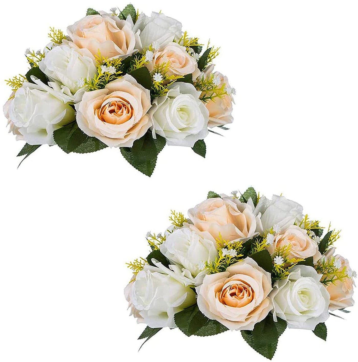 Sziqiqi Faux Silk Rose Flowers Artificial Flowers for Wedding Party Centerpiece Decorations Home Decorative Flowers Champagne White