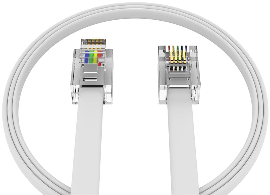 AmzPRO (1 Pack) 6 Feet Telephone Cord for Landline Phones RJ11 Cable, Pro Grade Phone Line Cord (6 ft, White) Made in USA