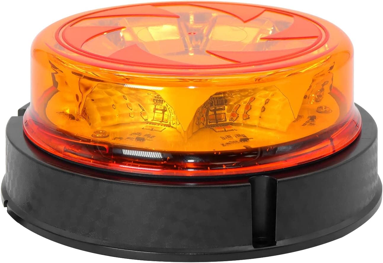 Agrieyes Beacon LED Strobe Light with Replaceable Lens - Amber Emergency Warning Light for Vehicles and Trucks