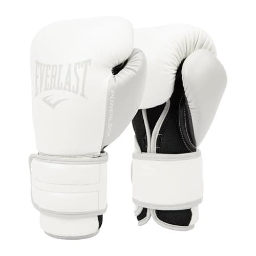 Everlast Powerlock 2 Hook Loop Boxing Gloves Fight Training Gloves Hook and Loop with Durable Hand Wrist Support Heavy Bag Fitness Training White 12 oz