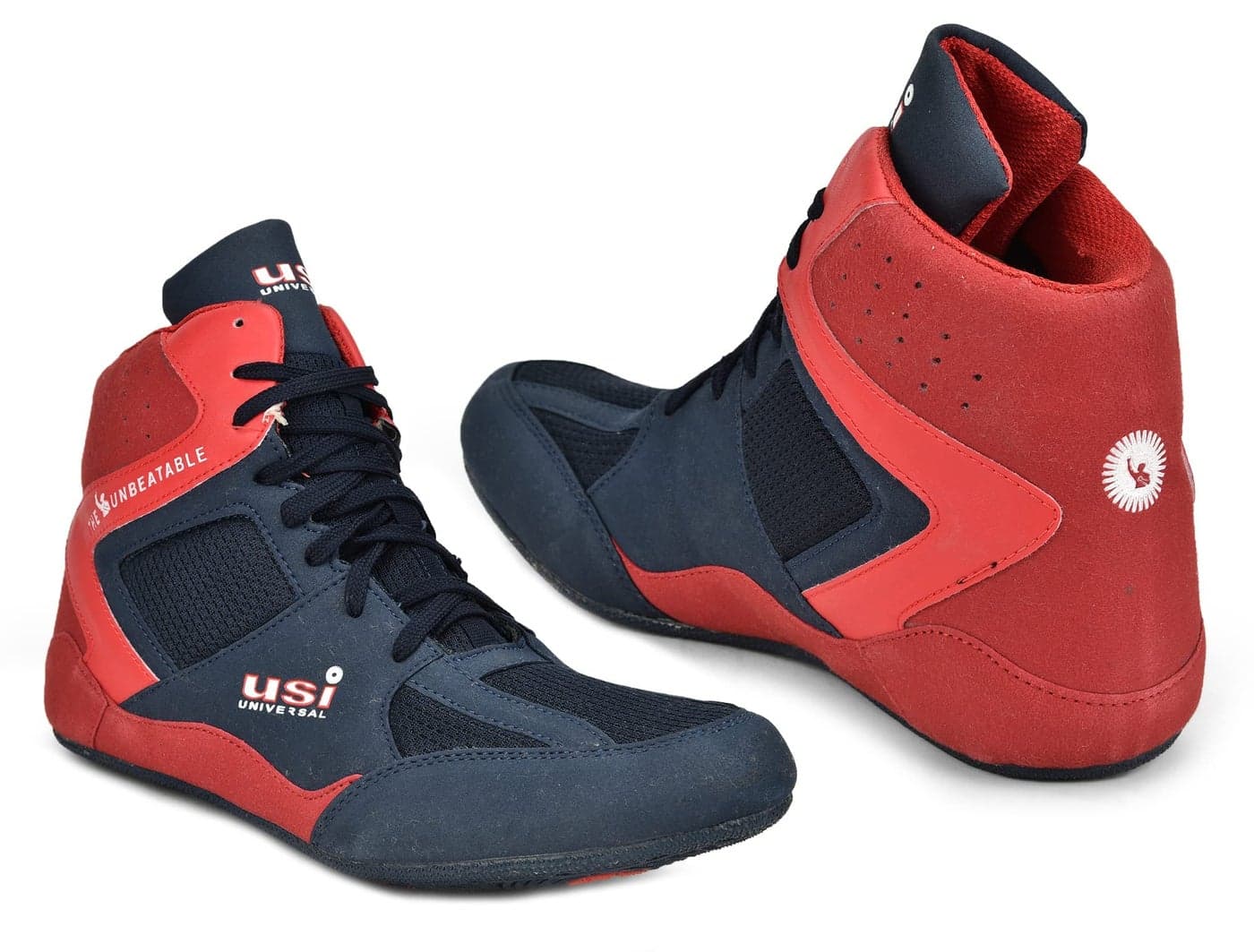 USI UNIVERSAL Wrestling Shoes, 701WRB Comferto Red/Navy Sports Shoes for Wrestlers for Men & Women with Pu Suede (10 UK/Ind)