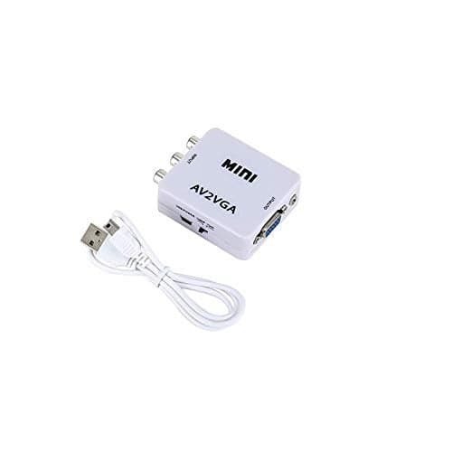 TERABYTE AV to VGA Converter Box AV RCA to VGA Video with Audio to PC HDTV Converter (White)