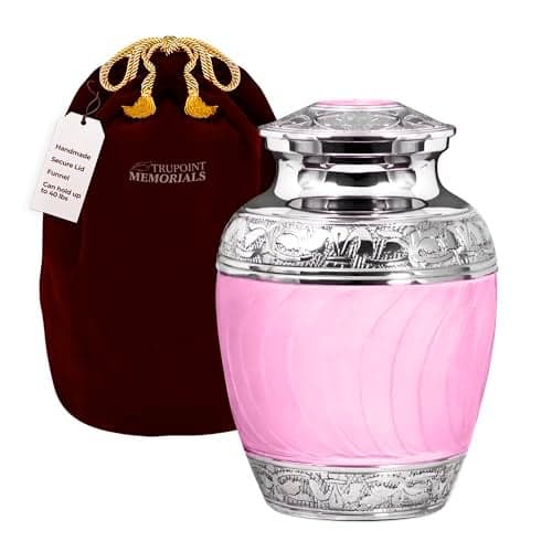 Trupoint Memorials Cremation Urns for Human Ashes, Handcrafted Baby Urn for Moms Who Lost Their Child – Medium, Light Pink