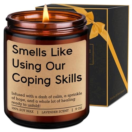 LEADO Funny Coping Skills Candle, Therapist Gifts - Mental Health, Graduation, Psychology, Appreciation Gifts for Therapist, Social Worker, School Counselor, Psychologist, Women - Therapy Office Decor