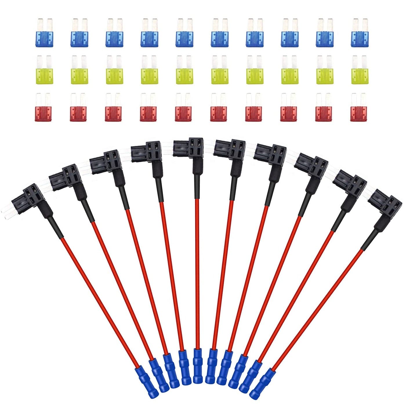 FABOOD F 10 Pack 12V Car Add-A-Circuit Fuse Tap Adapter