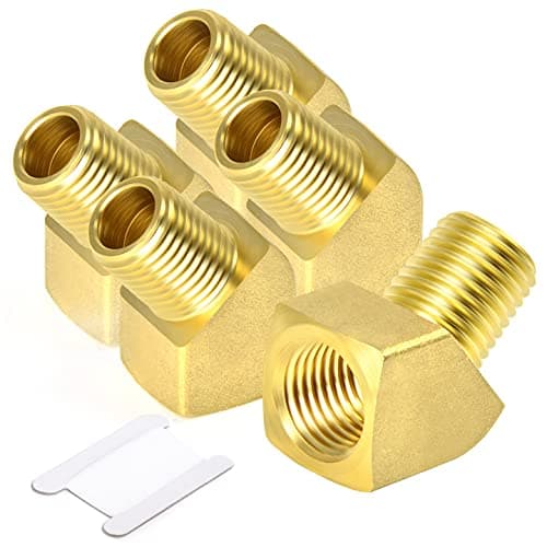 TAISHER 5PCS 45 Degree Barstock Street Elbow, 1/4 Inch NPT Male Pipe to 1/4 Inch NPT Female Brass Pipe Fitting