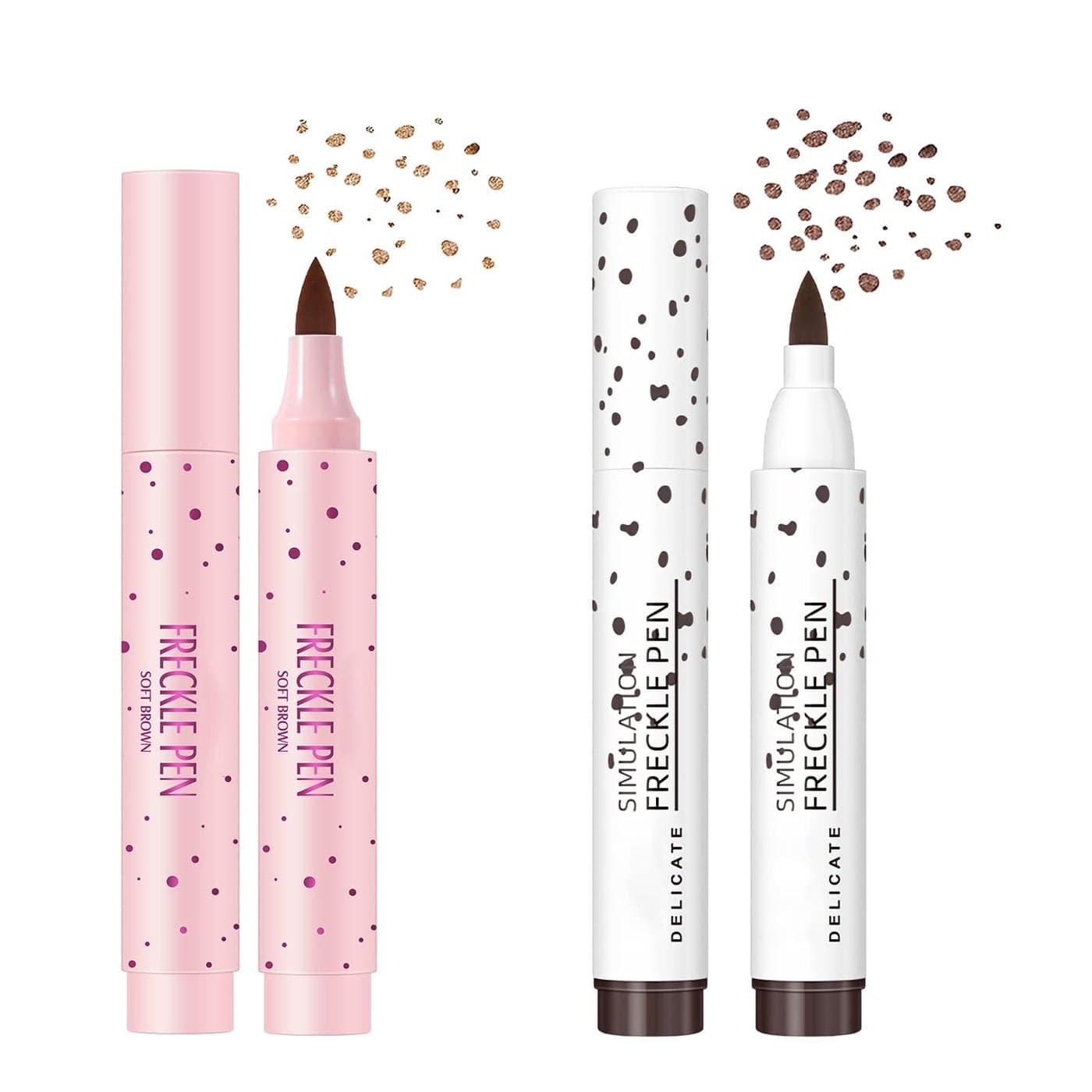 SUMEITANG Lifelike Freckle Pen 2 Colors Light Brown Dark Brown Waterproof Quick Dry Soft Dot Natural Magic Fake Freckles Makeup Pen