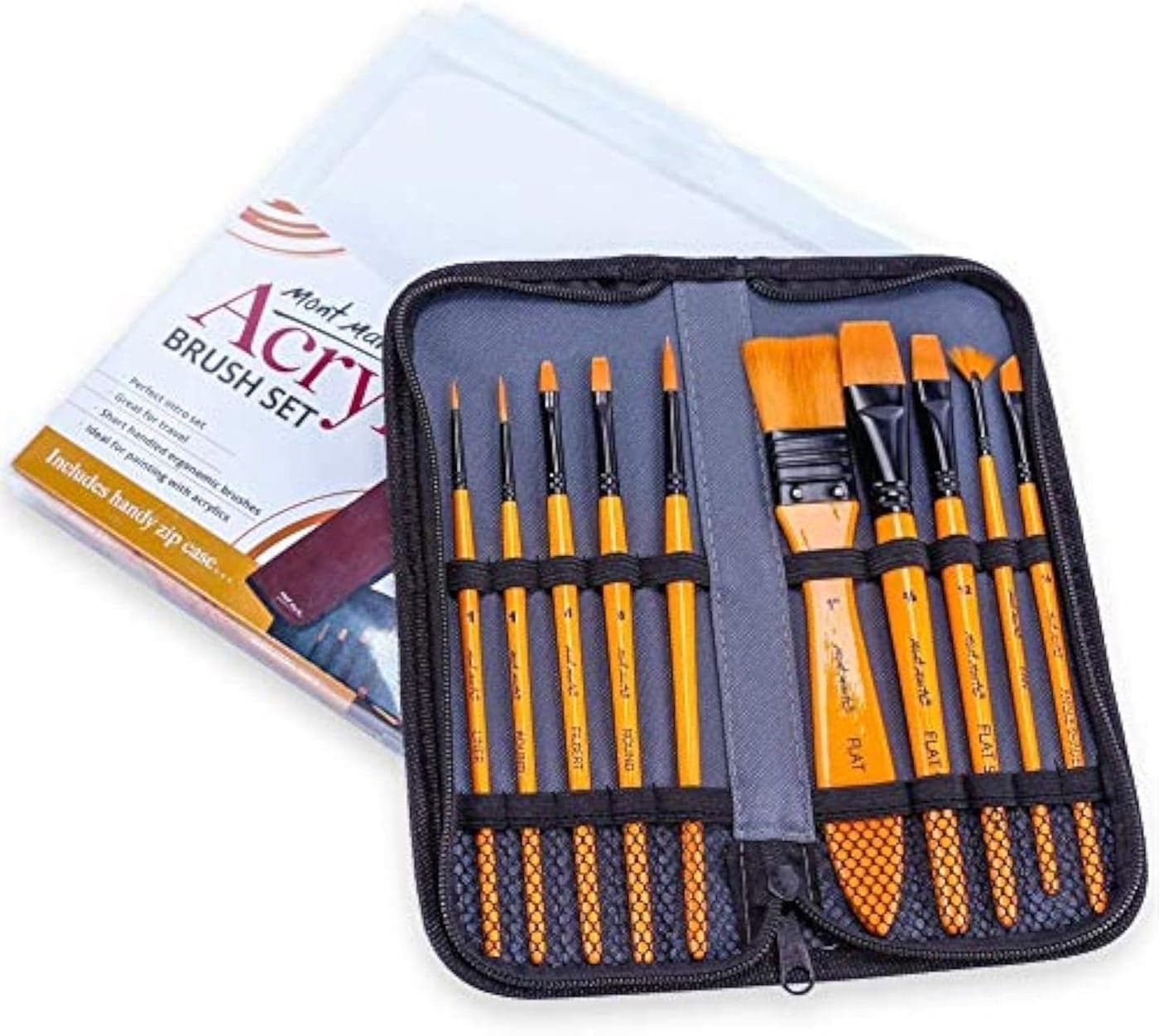 R H lifestyle Art Paint Brushes Set for Painting 10 Variety of Brushes in Wallet Perfect for Beginners Professionals and Artists Acrylic Brush Set Taklon Brushes
