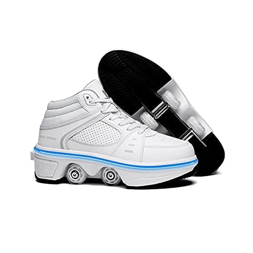 TAILORIA Four-Wheel 2-in-1 Roller Skate Shoes Unisex Kids Sneakers with Wheels Skating Roller Skates