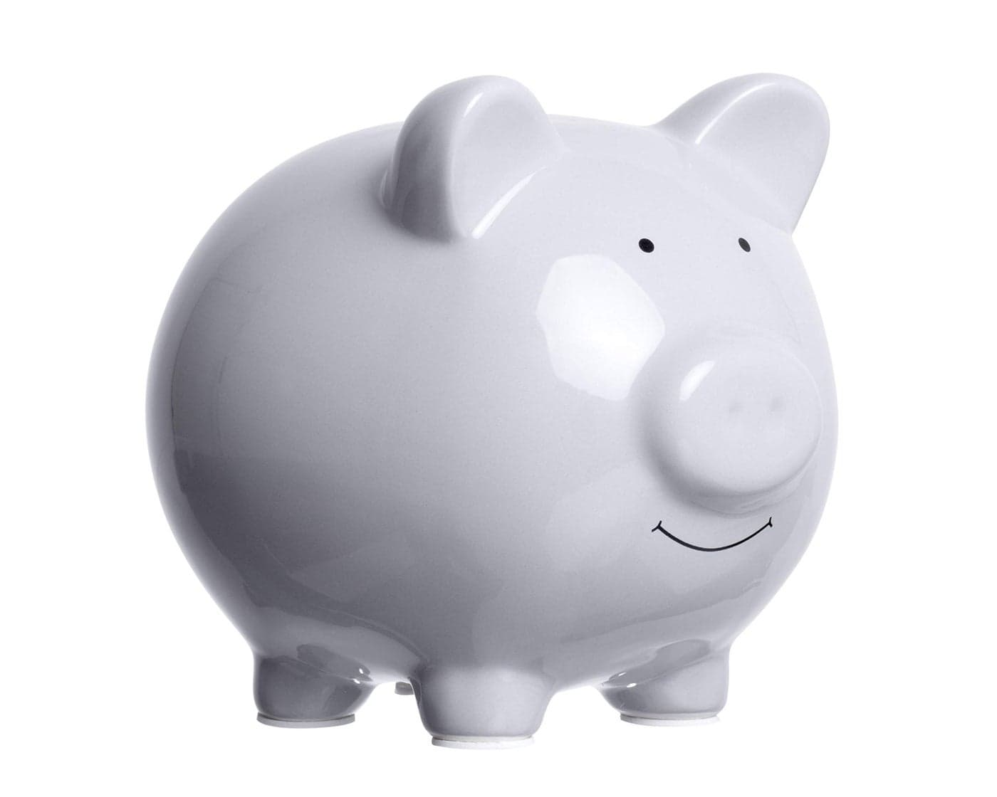 Pearhead Large Ceramic Piggy Bank Ideal for Boys and Girls Kids Money and Coin Bank Perfect Baby Boy Nursery Dcor Great Gift and Newborn Keepsake Solid Gray