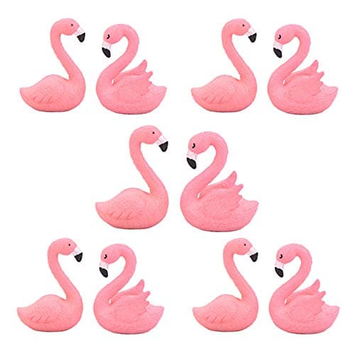 10 Pcs Miniature Flamingo Figurine Easter Cupcake Toppers Mini Flamingo Cake Decorations for Flamingo Party Bridal Wedding Fairy Garden Decor