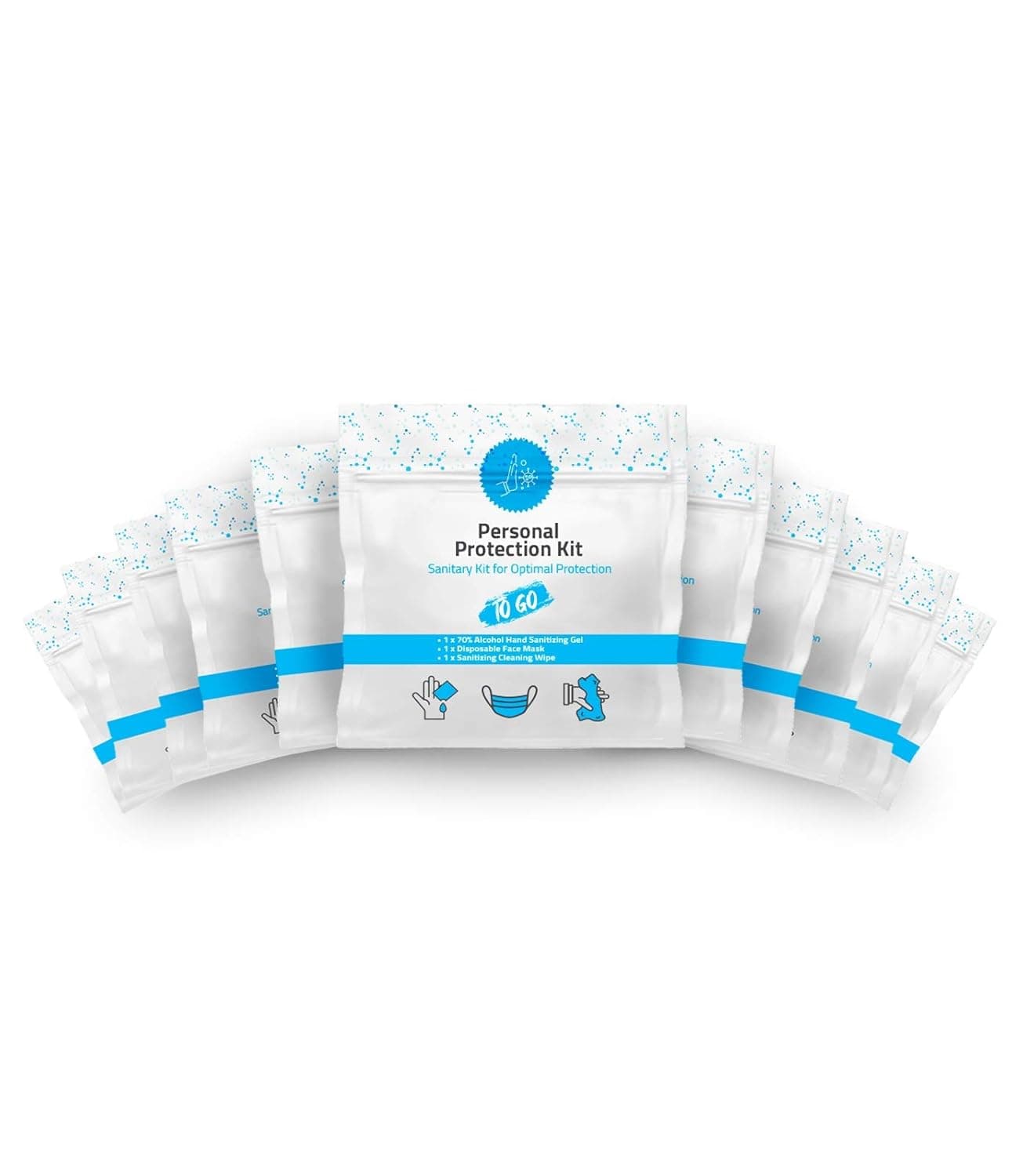 Mini Personal Protection Kit ToGo 10 PACK Mask Hand Sanitizing Gel Sanitizing Cleansing Wipe Packets PPE On the Go Single use Disposable Pocketsized Ideal for travel