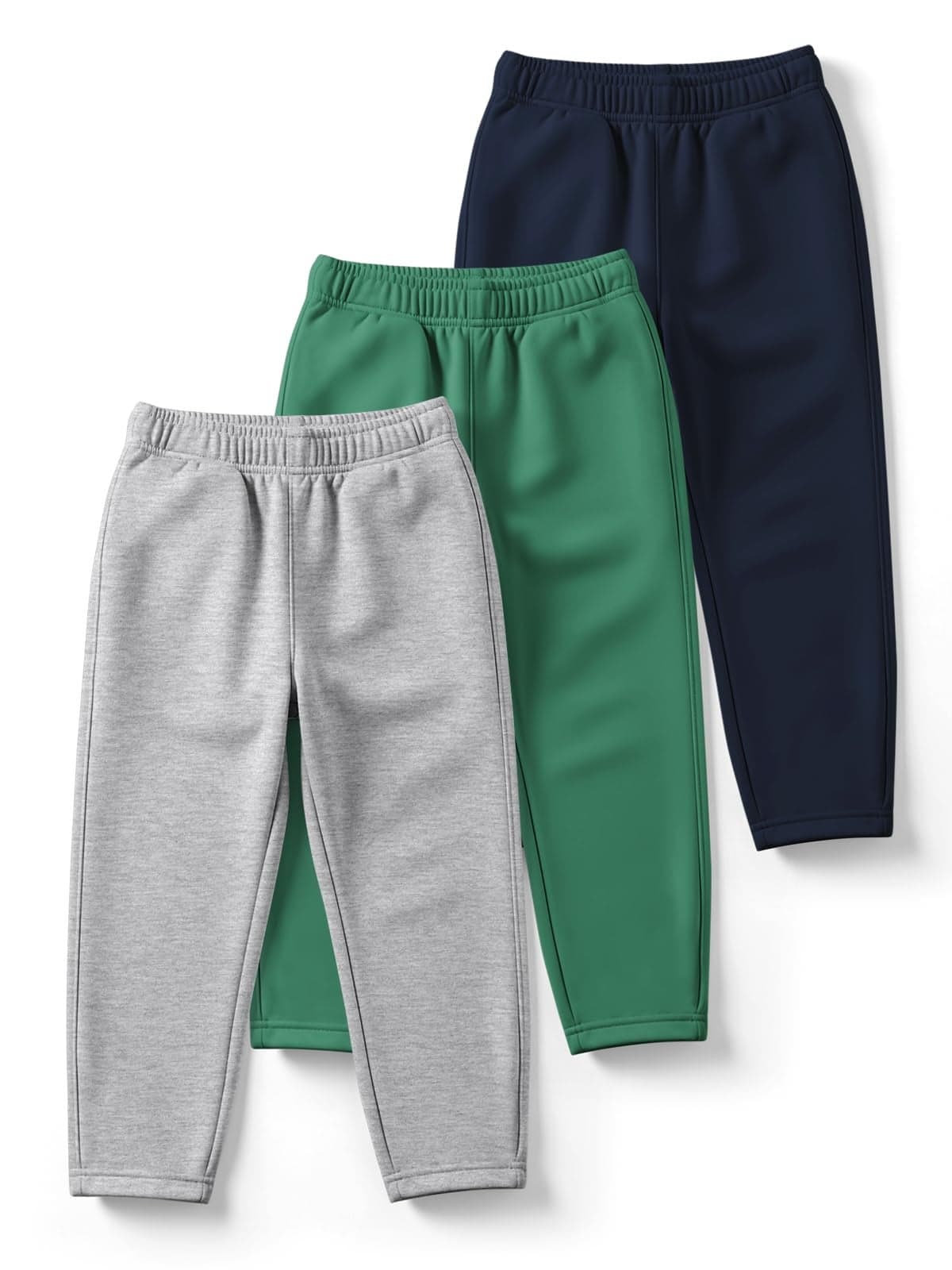 HELLCAT Trendy Solid Cotton Blend Regular Fit Track Pant for Boys - Pack of 3 Melange/Green/Navy Blue 5-6 Years