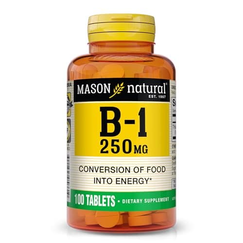 MASON NATURAL Vitamin B1 Thiamine 250 mg 100 Day Supply Dietary Supplement EasytoSwallow Tablets Support Energy Production Healthy Metabolism
