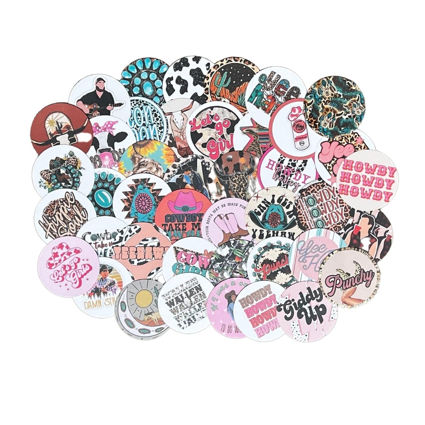 Freshie Cardstock Cutouts Rounds 2 inch for Freshies Random Mix 32 pk For Scented Aroma Beads Bake with Mold for Car Freshie Designs Western Cow Leopard Aztec Howdy Bull Skull