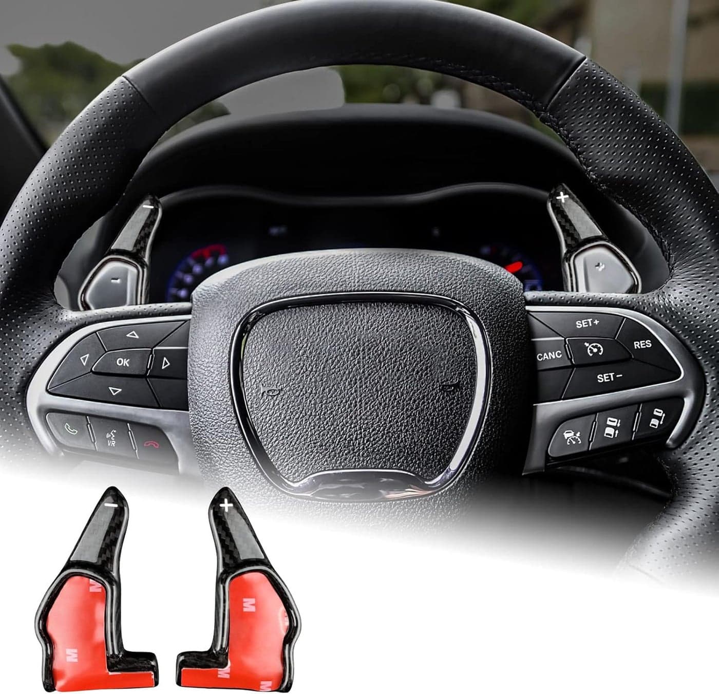 AIRSPEED Carbon Fiber Steering Wheel Paddle Shifter Extensions for Dodge Charger/Challenger SRT & Durango SRT (2014-2022)