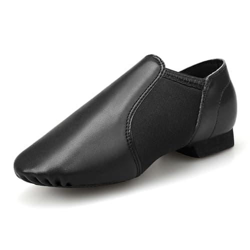 Stelle Jazz Shoes for Girls and Boys PU Leather Slip-On Jazz Dance Shoes (Toddler/Little Kid/Big Kid)(SJ06-Black,6MB