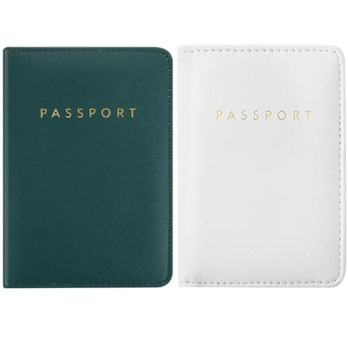 2 Pieces Bridal Passport Covers Holder Travel Wallet Passport Case, Dark Green and White, 11 x 14 cm/ 4.33 x 5.51 inches, Classic, Dark Green and White, 11 x 14 cm/ 4.33 x 5.51 inches, Classic