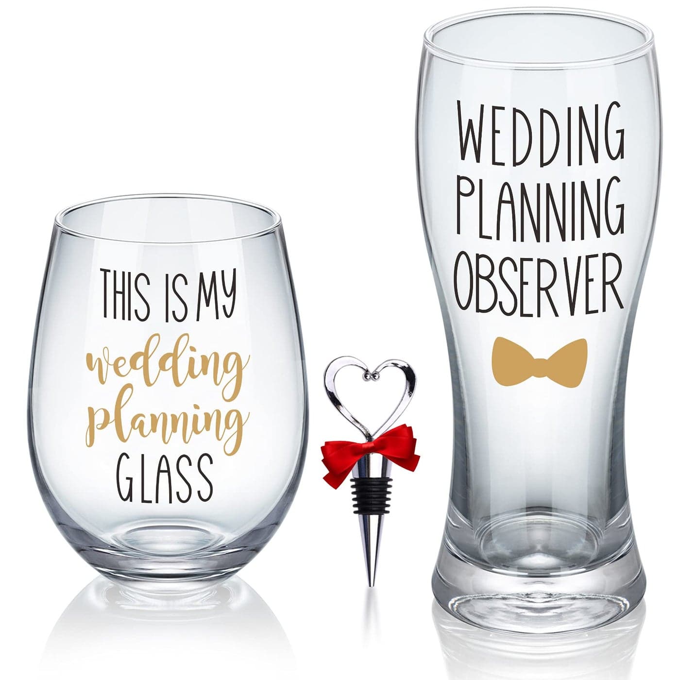 My Wedding Planning Glass Set Engagement for Couples Mr Mrs Gift Bride Groom Bridal Shower Set