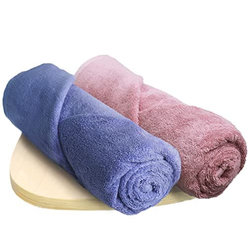 HEELIUM Bamboo Bath Towel | Ultra Absorbent | 3X Softer Than Cotton Towels | 140 x 70 cm - 600 GSM | Pack of 2 - Peach, Iris
