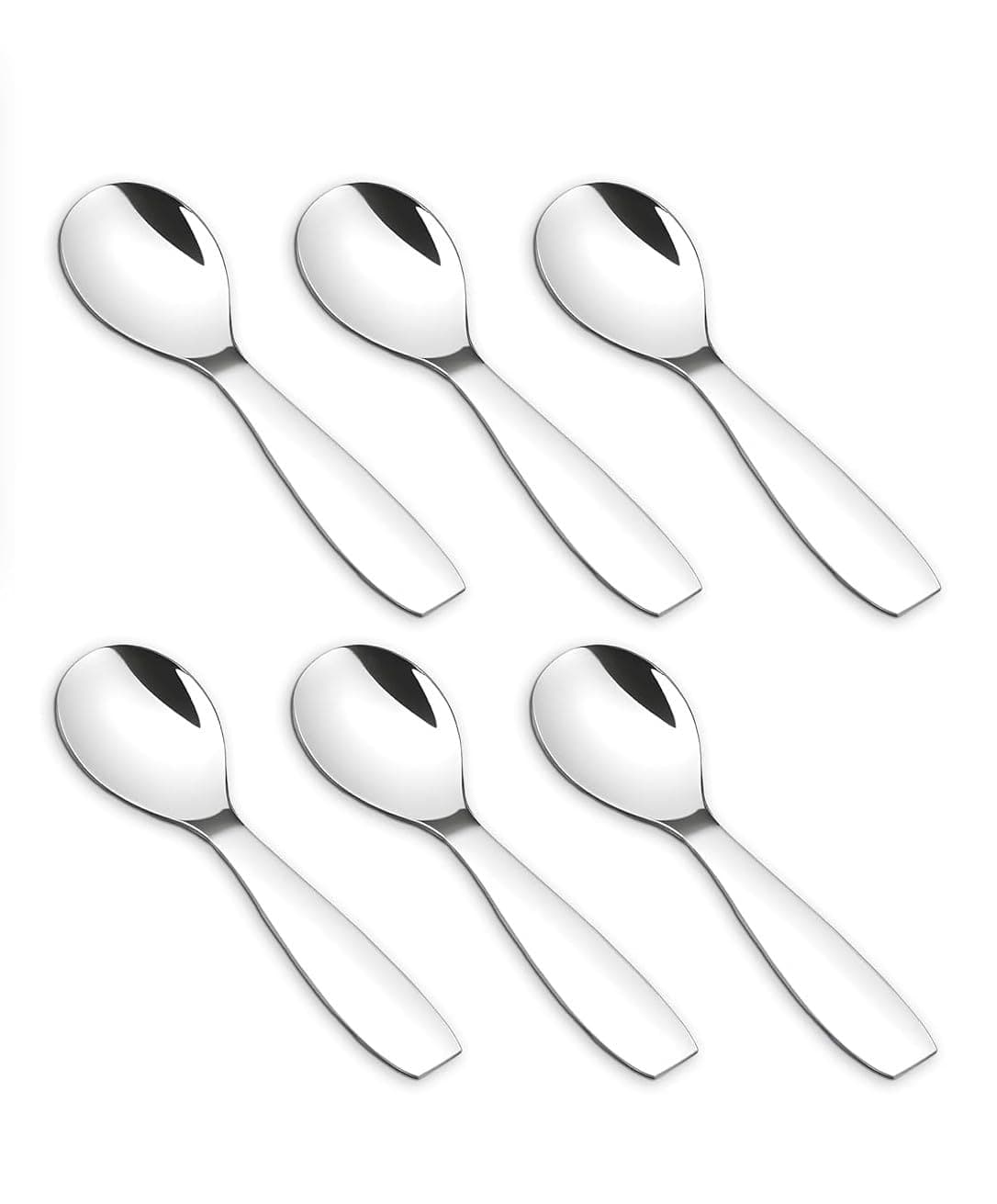 GS Stainless Steel Mini Spoon for Tea, Coffee, Sugar & Spices/Mini Spoon for All Tea Coffee Sugar & Spices Set of 6 (Silver Finish) Lenth-8.5 cm