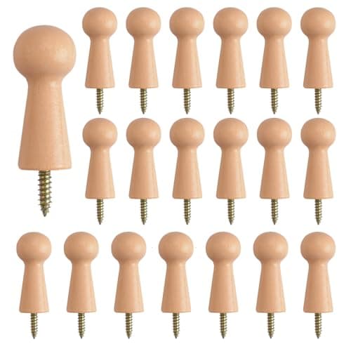 MOROBOR 20pcs Wooden Hooks Shaker Pegs Towel Hook Shelf Clip ScrewOn Solid Hook for Bathroom Towels Doors Stair Edges Wardrobes