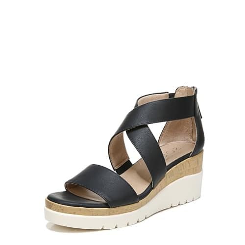 Naturalizer SOUL Women's Goodtimes Wedge Sandal Black 8 M