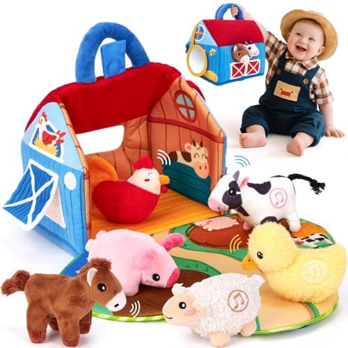 hahaland Baby Toys 612 Months Surprise Barn with Stuffed Farm Animals with Real Sounds Montessori Toys for 6 Month Old Baby 1 Year Old Boy Girl Gifts Toddlers Sensory Toy Easter Basket Stuffers