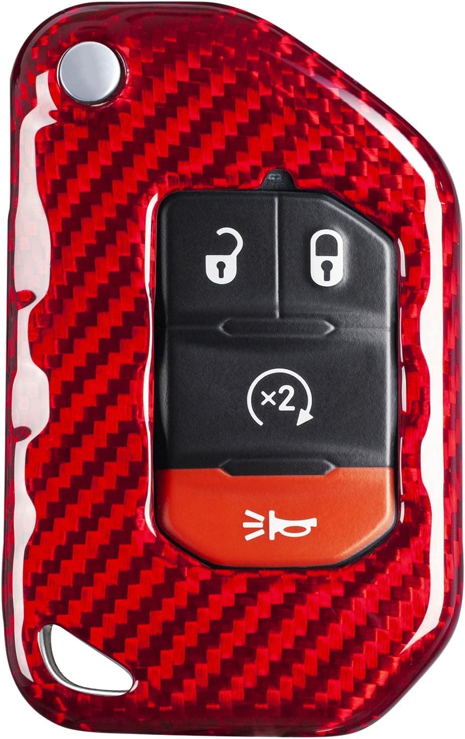 T-carbon Key Fob Cover for Jeep Wrangler JL JLU Rubicon Sahara Gladiator JT (2018-2024) - Red