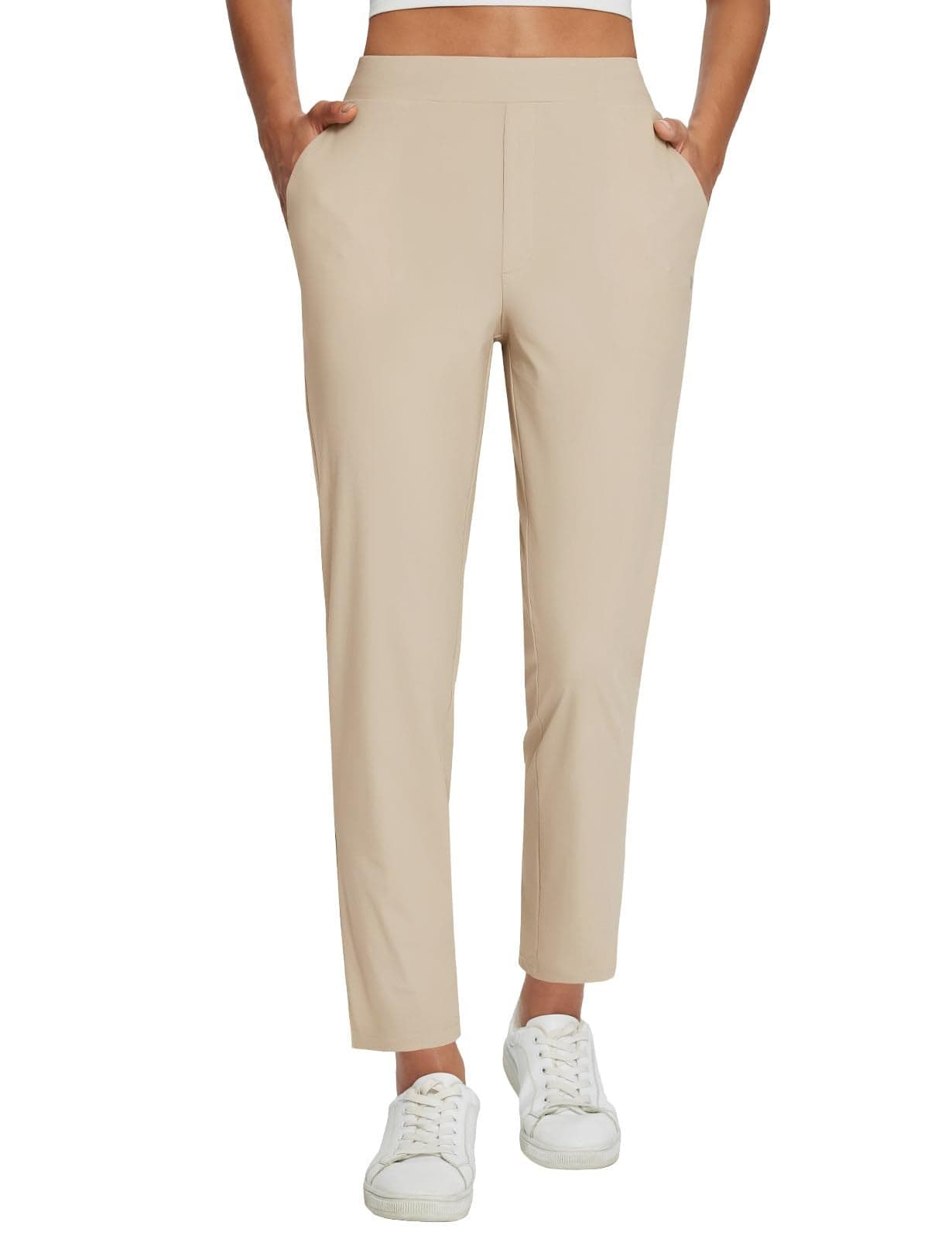 baleaf Womens Khaki Work Pants Lightweight Dressy Golf Pants Stretch with Pockets Petite Travel Ankle Business Casual S