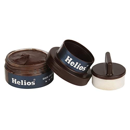 Helios shoe cream with applicator | Shoe Polish for Leather | Boot, Purse, Belt, Handbag, Jacket | Leather Conditioner | 48 GM(Brown)