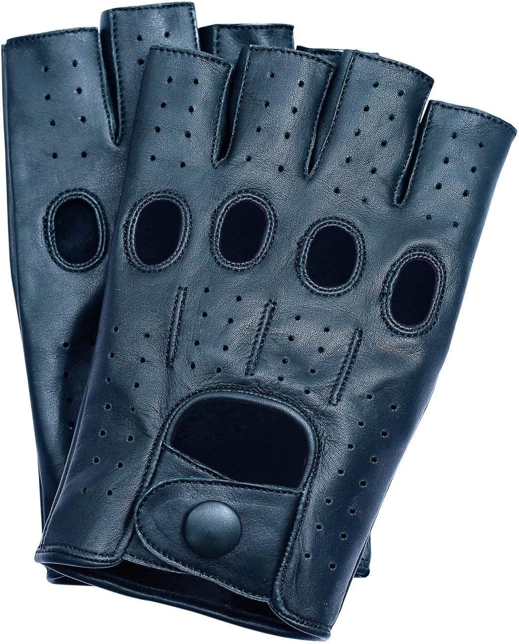 Riparo Motorsports Men's Fingerless Half Finger Driving Fitness Motorcycle Cycling Unlined Leather Gloves