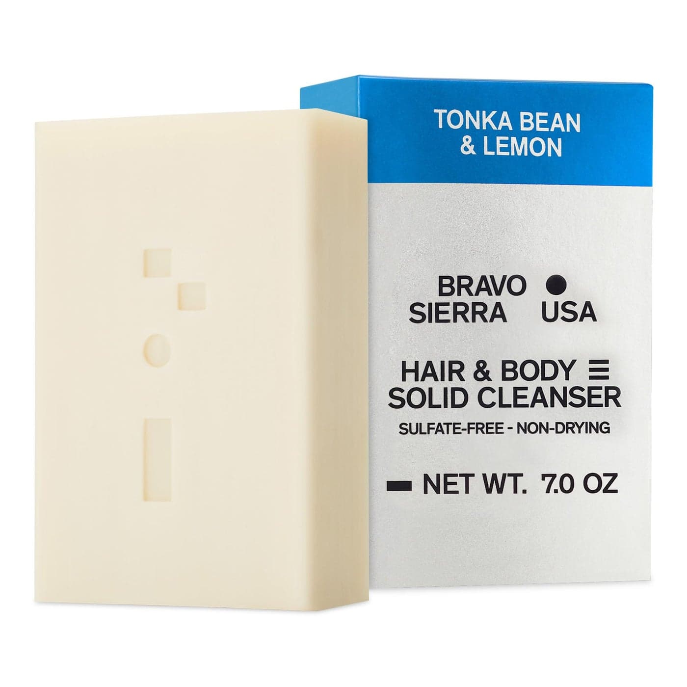 Bravo Sierra Body Hair AllInOne Soap Bar Tonka Bean Lemon 7 oz Coconut Shea Butter and Oat Flour for Soft Skin and Healthy Hair