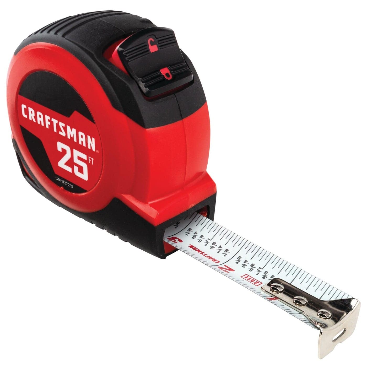 CRAFTSMAN 25Ft Tape Measure with Fraction Markings Retractable SelfLocking Blade CMHT37225
