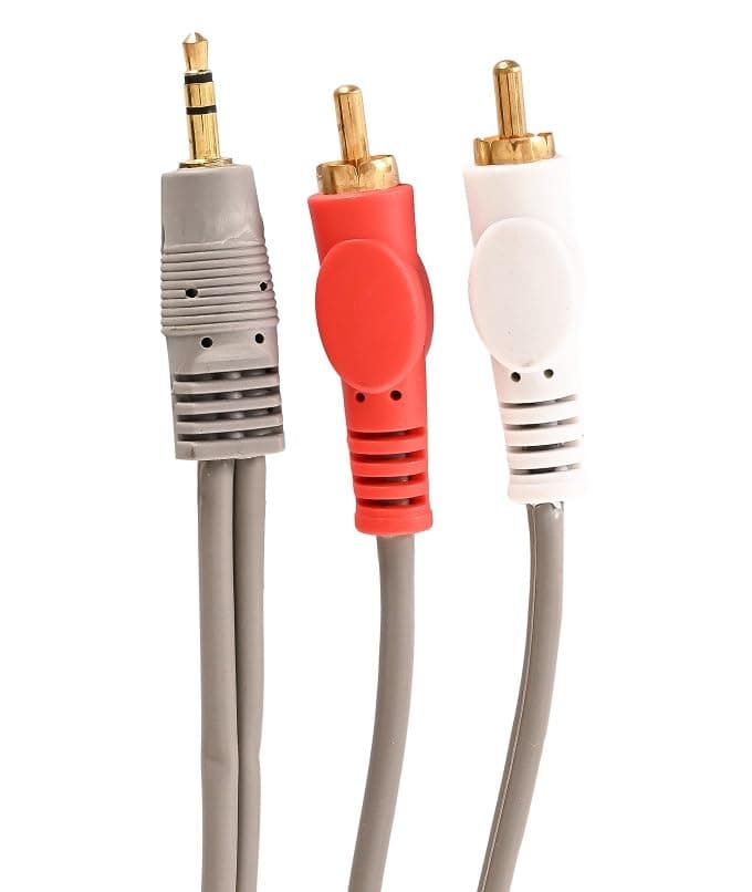 JGD PRODUCTS 3.5mm Jack Stereo Audio Male to 2 RCA Male Cable - AV Video TV-Out Speaker Amplifier Connect TRS 3-Pole Plug to Dual RCA - 1.5M
