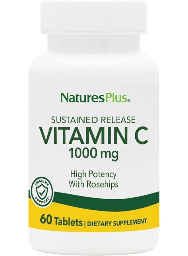 NaturesPlus Sustained Release 1000 mg Vitamin C - 60 Tablets - With Rose Hips - Vegetarian, Gluten Free - 60 Servings