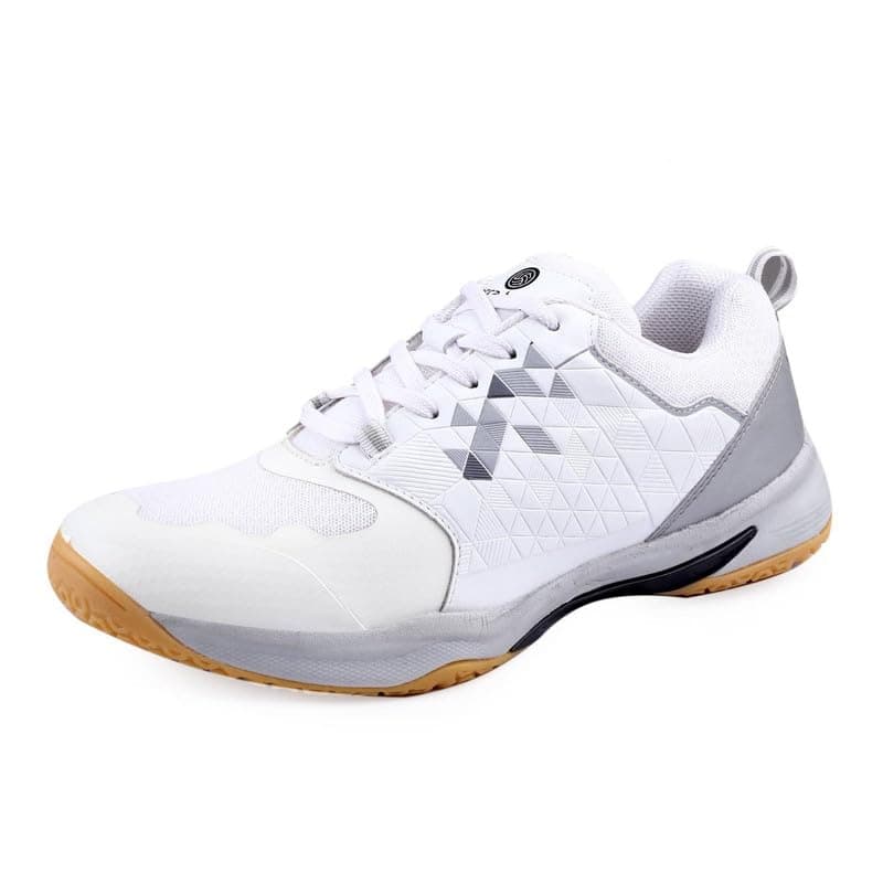 Bacca Bucci Men Pinnacle Swiftstrike High-Performance Court Shoe with Non-Marking Outsole, Enhanced Cushioning for Badminton, Table Tennis, Volleyball, Squash and Tennis White, 8 UK