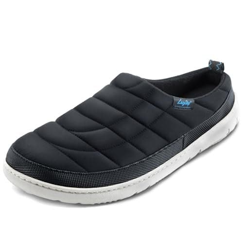 LazyStep Men's Slip on Slippers, Non-slip Indoor Outdoor House Shoes, Comfy Memory Foam Garden Down Clogs(Obsidian,Size 15-16)