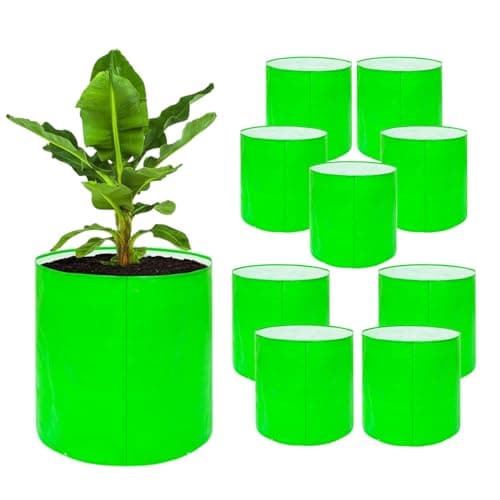 BIANCO Grow Bags for Gardening Vegetables Herbs & Flowers (Set of 10) Planter Bags for Home Balcony Terrace & Outdoor Farming (9 Inch, 250gsm) Heavy Duty Reusable Gallon Grow Bags