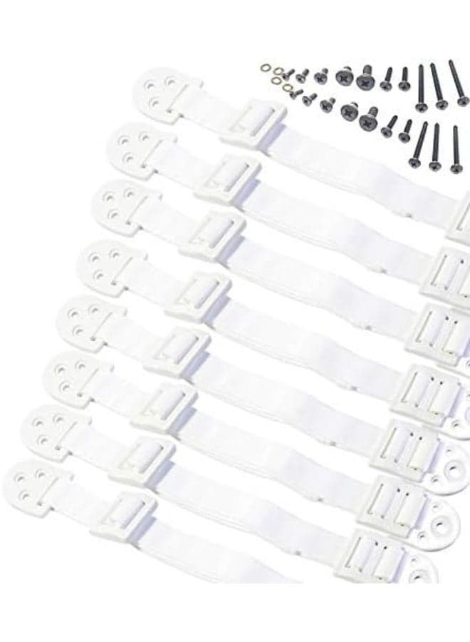 Boxiki Kids Adjustable Anti-Tip Furniture Anchors for Baby Proofing and Dresser Anchoring Kit. 8 PC Wall Anchors and Earthquake Straps. Baby Safety Kit and Home Safety Furniture Straps (White)