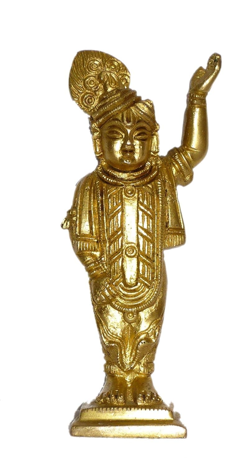 Brass Shreenath ji Statue for Puja Room Collectible Handicraft Art Yellow 15 x 1 x 4 Inch L x W x H
