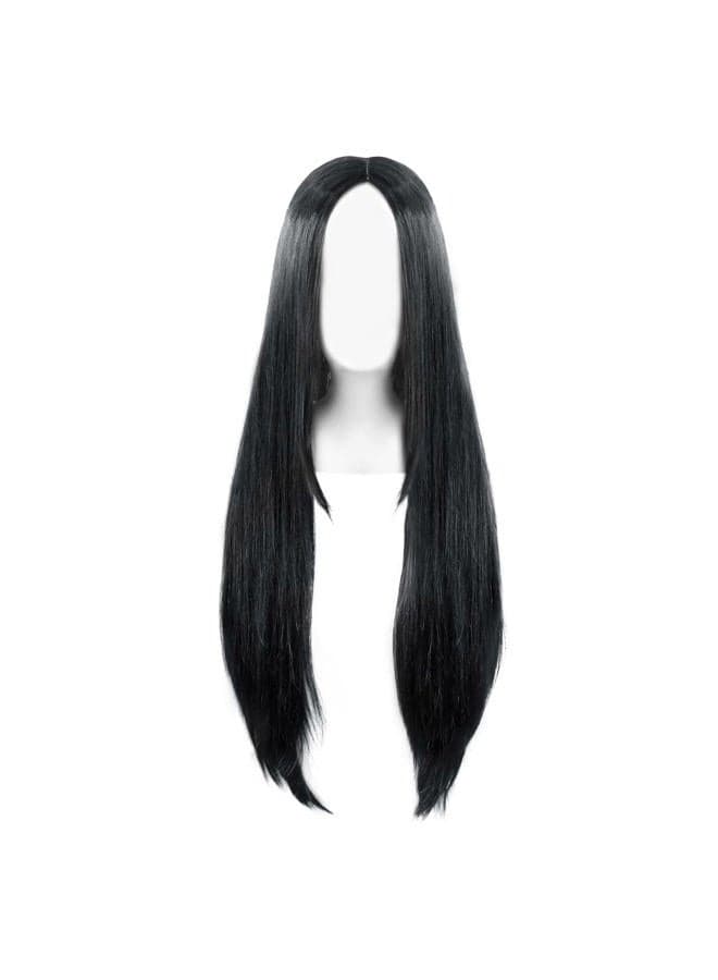 S-ssoy 75cm/29.5" Long Straight Cosplay Wig Heat-resistant No bangs Party weaves Hair hairpieces(Black)